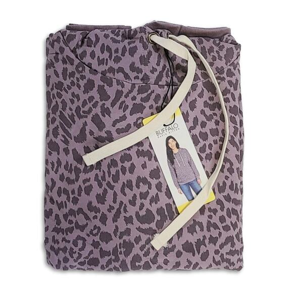 New! Buffalo Leopard Print Soft Cotton Blend Fleece Lined Sweatshirt Hoodie - Picture 6 of 7
